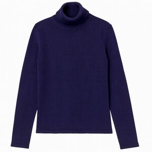 NWT Lord & Taylor Cashmere Turtleneck Sweater Navy Blue Luxe Knit Size Medium